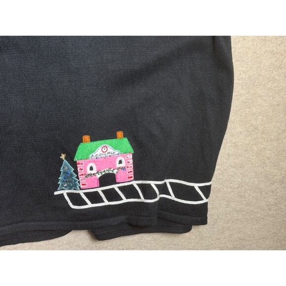 Quacker Factory Black Christmas Train Sweater Vest Toys Sz 3X Embellished Cute - Picture 9 of 9